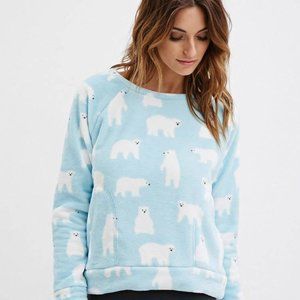 Plush Polar Bear PJ Top, Blue